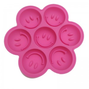 Molde Redondo de Silicona Para Cubitos de Hielo、Con 7 Orificios、Con Rejilla de Hielo、Cara Sonriente Creativa